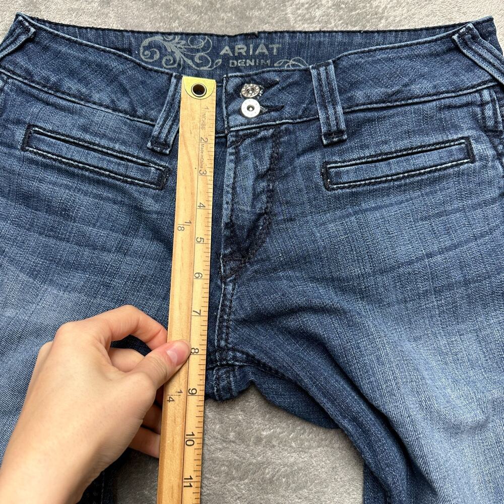 Ariat Denim Trouser Y2K Jeans Flared Womens 27S 27x30 Dark Wash Mid Rise EUC - Picture 3 of 9